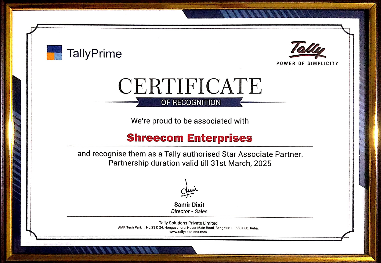 Tally Authorised Star Associate Partner 2025