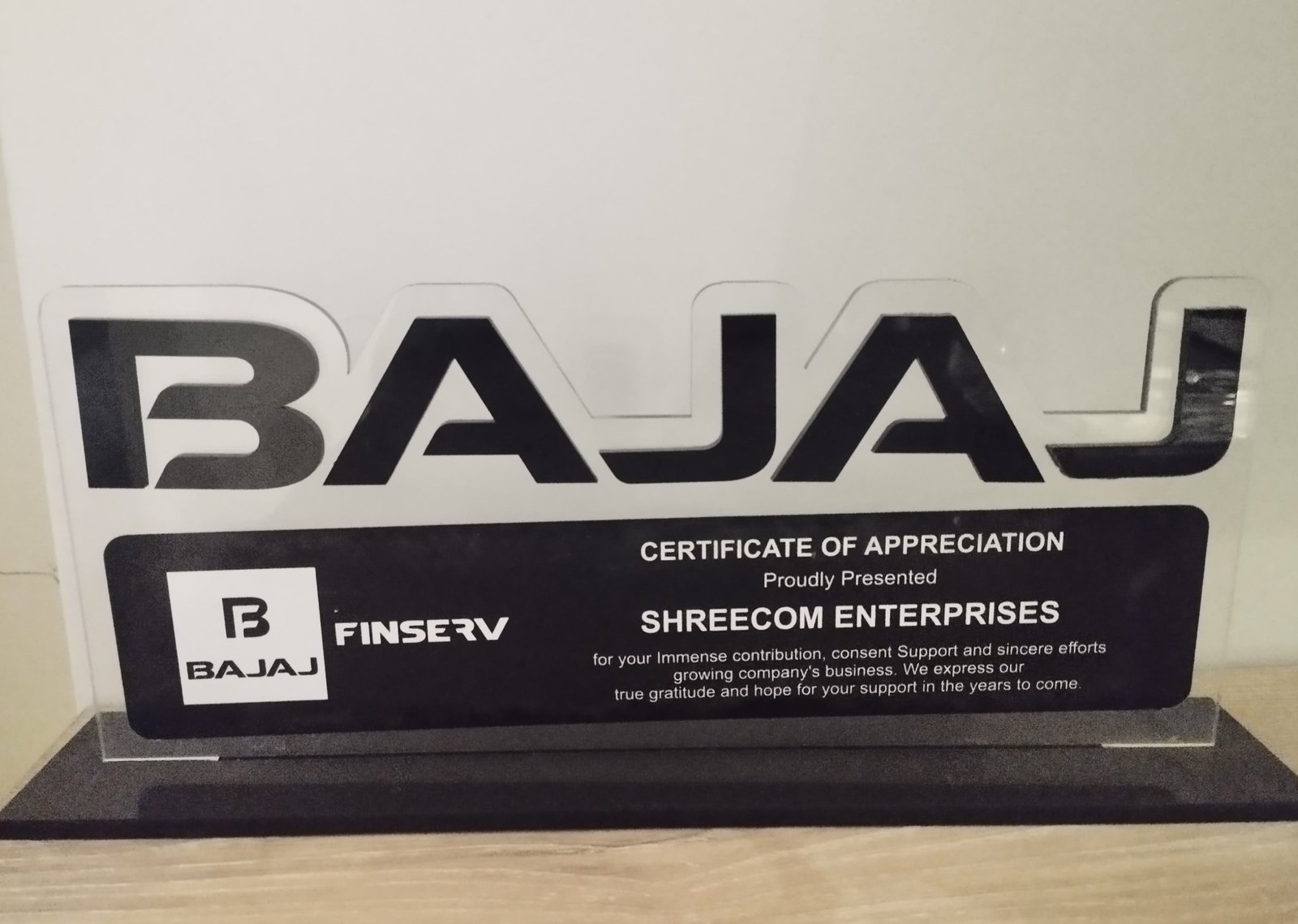Bajaj Certificate